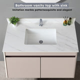 43 Inch Marble Vanity Top, White Vanity Top with Pre-drilled Faucet Holes, Bathroom Vanity Top with 29510975