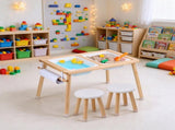 Toddler Sensory Table and Chairs Set with 2 Stools, 2 Storage Bins & Paper Roll Holder, 77839634