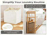 Natural Bamboo Tilt Out Laundry Hamper Cabinet with 2 Removable 7 Gallon Fabric Baskets, Open 28577126