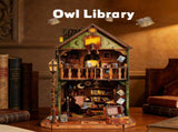 MUSIC PARK 3d wooden puzzle for adults Owl Library book nook with lights model kit dollhouse DIY 65522979