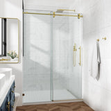 60*66" Fixed & Sliding Shower Door, Round Tube Hardware, Clear Glass Shower Door, 3/8 SGCC 68354428