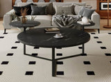 Modern coffee table with two display shelves, Black Faux marble surfaces, Tripod-inspired N735P177472B