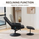 011-Massage Recliner Chair with Ottoman, 360&deg Swivel PU Leather Reclining Chair with Wrapped Base, 5 W2636P262429