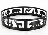 32in Fire Ring, Bear Pattern, Round, Iron 31137219
