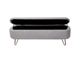 Grey Storage Ottoman Bench for End of Bed Gold Legs, Modern Grey Faux Fur Entryway Bench Upholstered W117082033