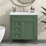 30'' Bathroom Vanity with Top Sink, Modern Bathroom Storage Cabinet with 2 Drawers and a Tip-out N710P206904F