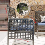 4 Pieces Outdoor Patio Furniture Set,PE Rattan Wicker Garden Conversation Chairs with Tempered Glass W2071P296197