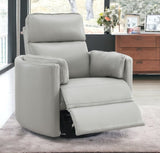 ZUN ACME Sagen Glider Recliner w/Swivel, Gray Leather Aire LV01880