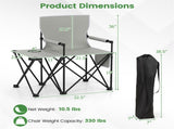 Oversized Foldable Camping Chair with Side Table & Cup Holder, 330 LBS Capacity for Outdoor Use-Gray 11091693