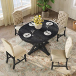 ZUN Functional Furniture Retro Style Table Set with Extendable Table and 4 Upholstered Chairs for 52240873