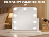 13"x11" Vanity Mirror with 3 Color Lighting Lighted Touch Screen Makeup Mirror, White 81001356