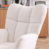 Rocking Chair Teddy Upholstered Glider Rocker Rocking Accent Chair Padded Seat with High Backrest W1117P220385