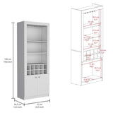 Nero 74-Inch Tall Bar Cabinet 4-Tier Modern Bar Cabinet with Glass Holder Stemware Rack, Wine B070P188834