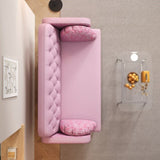 Loveseat sofa with tulip pattern Modern Upholstered Two Seater PU Sofa with 2 dumpling-shaped throw W1767106514