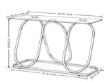 43.3" Modern Tempered Glass Console Table with Ring-Shaped Frames, Metal Frame and Clear Tempered W757P509978