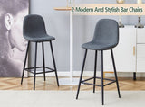 Dark Gray Linen Fabric Bar Chair Set - Two Pieces, Stable Comfort.Thoughtful Design of Rounded W1151P242028
