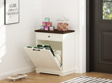 10 Gallon Tilt Out Trash Cabinet Freestanding Trash Bin Cabinet Wood Garbage Recycling Cabinet with 64350524