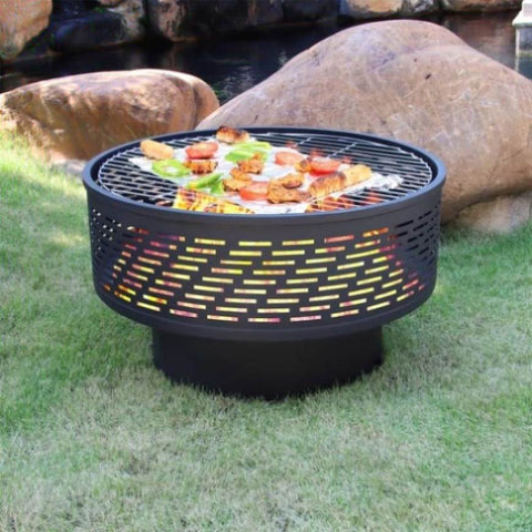 ZUN 26" Wood Burning Lightweight Portable Outdoor Firepit With Faux Wood Lid Backyard Fireplace for W2127P156057