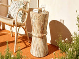 U_Style Hourglass shape Outdoor Side Table, Concrete Contemporary Lightweight Accent Table with N711P422072A