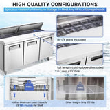 72" W 3 Door Sandwich Salad Prep Table Commercial Stainless Steel Fan Cooling W1192P262183