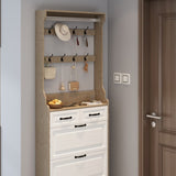 ZUN NEW OAK color shoe cabinet with 3 doors 2 drawers with hanger,PVC door with shape ,large space for W1320137991