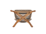 Lymington Outdoor Bar Stool, Teak Finished Wood with Light Brown Wicker, Set of 2 N775P278094B