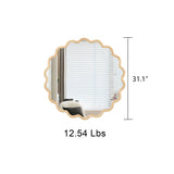 Solid Wood Wavy Mirror--Natural-Wood Vanity Mirror Wall Decor 31" x 31" Modern Mirror Wall Decor for W1445P189598