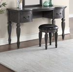 ZUN Bedroom Classic Vanity Set Wooden Carved Mirror Stool Drawers Antique Grey Finish HS00F4005-ID-AHD