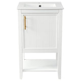 ZUN 20" Bathroom Vanity with Sink, Bathroom Cabinet with Soft Closing Door, Storage Rack and Open Shelf, 13067302