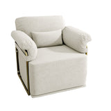 360 Degree Square Swivel Accent Sofa Chair,Fluffy Fabric Lounge Wide Upholstered Reading Chair with W2012P319072