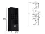 Pisek Bar Cabinet 5-Tier, Wine Cabinet, Liquor Cabinet, 12 Bottle Cubbies, 5 Shelves, Black B097P199747