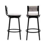 ZUN Gray Set of 2 Counter Height Bar Stools with Footrest Swivel Hand Weaving Dining Chairs Farmhouse W1757P144568