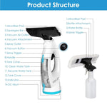 ZUN 4 In 1 Cordless Window Vacuum Cleaner Rechargeable Glass Tile Mirror Cleaning Tool with Dual Water 75959779