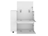 Bar Cart Two Pull-Down Door Cabinets and Two Open Shelves,White B097P167409