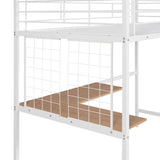 ZUN Twin Metal Loft Bed with Desk and Metal Grid,White 23730514