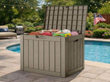 30 Gallon Outdoor Storage Box, Weatherproof Lockable Resin Deck Box for Patio Furniture, Pool 96371124
