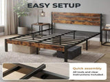 Metal Platform Bed Frame with Headboard & Footboard - No Box Spring Needed, 800LBS Sturdy Wooden 78036191