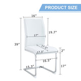 ZUN Luxury Simple Arch Chair - Set of 4 White PU Material High Resilience Dining Chair with Arched Metal W1151P154858