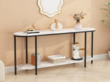 Console Table 2 Tier Entryway Table with Storage Shelves Faux Marble 40107718