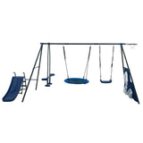 XNS052 grey and blue interesting six function swingset with net swing metal plastic safe swing set W1711142347