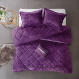 Full/Queen Velvet Comforter Set with Throw Pillow B03595930