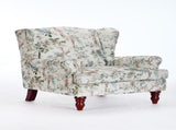 Modern Accent with Retro Wood Legs, Comfy Upholstered Armchair, Floral Design Single Sofa 11722418