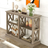 ZUN Console Table with 3-Tier Open Storage Spaces and “X” Legs, Narrow Sofa Entry Table for Living Room, 39782247