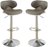 ZUN Espresso Faux Leather PVC Bar Stool Counter Height Chairs Set of 2 Adjustable Height Kitchen Island HS00F1563-ID-AHD