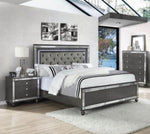 ZUN 1Pc Glam Contemporary Style 5-Drawer Chest Storage Drawers w Mirror Plating Tapered Legs Gray Finish B011P222478