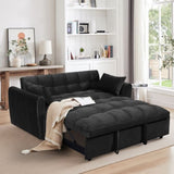 ZUN 64.9 "3-in-1 foldable large size sofa bed, modern velvet double sofa, sofa bed with adjustable back, W2564P228262