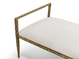 Contemporary Style 1pc Bench Matte Gold Hammered Look Forged Steel Fabric Cushion Seat Bedroom B2741P611084