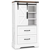 White Farmhouse Accent Cabinet - Barn Door 2 Drawers Adjustable Shelves 21927553