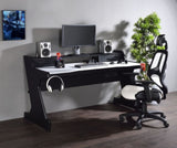 ZUN Black and White 2-Drawer Gaming Desk B062P215511