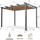 Aluminum Retractable Pergola with Sun Shade Patio Gazebo with Weather-Resistant Canopy for Backyard W1859110168